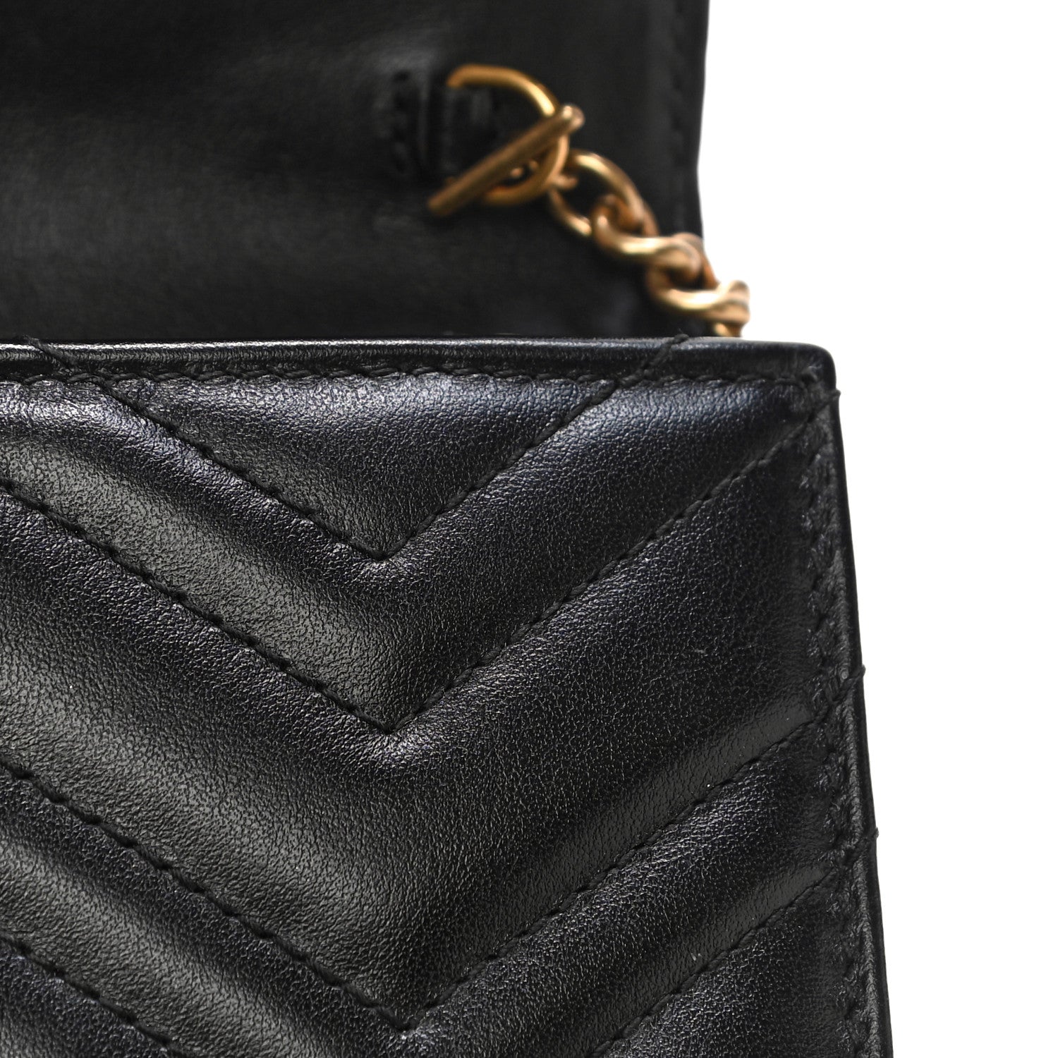 Gucci Calfskin Matelasse GG Marmont Chain Wallet Black 14 of 19