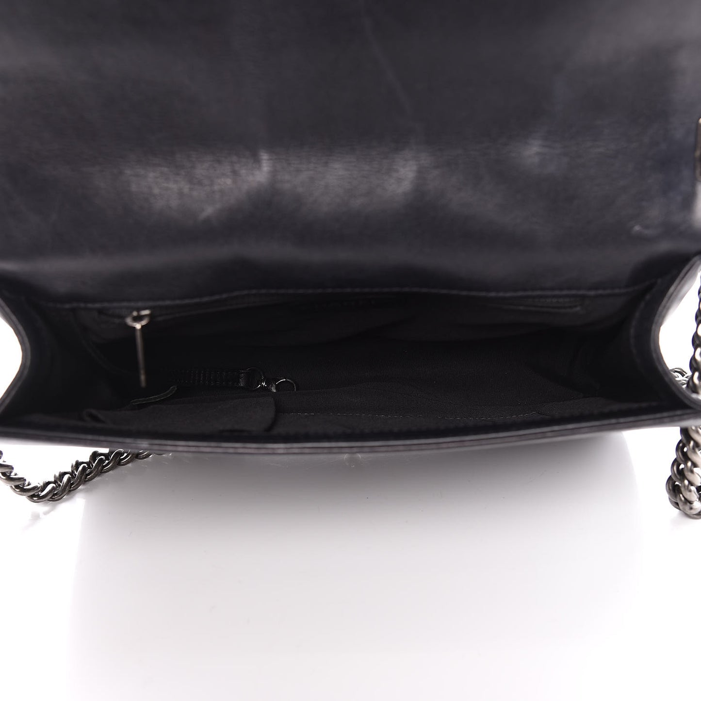 Calfskin Embossed Stitch Large Boy Flap Black