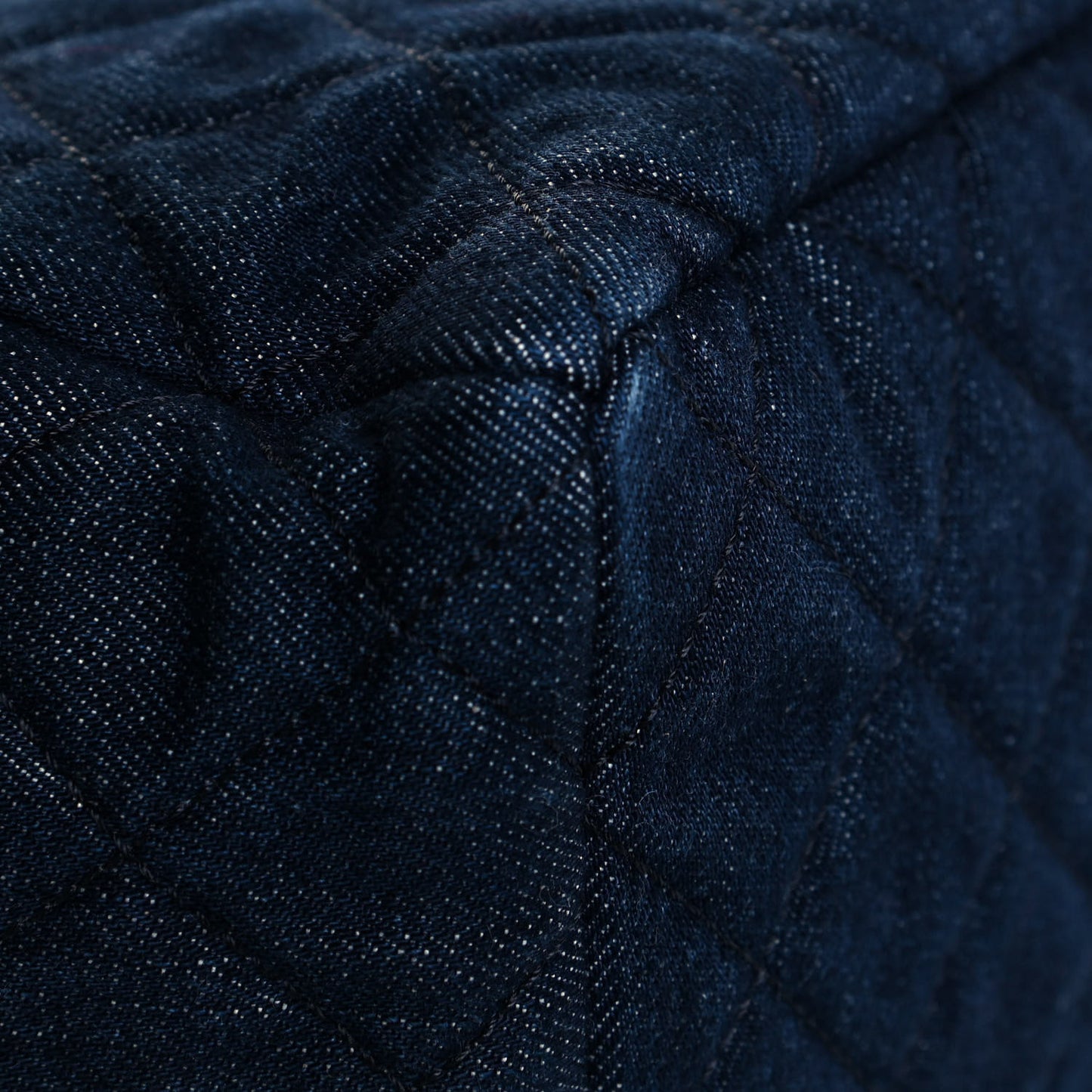 Washed Denim Quilted Small Urban Spirit Drawstring Bag Dark Blue