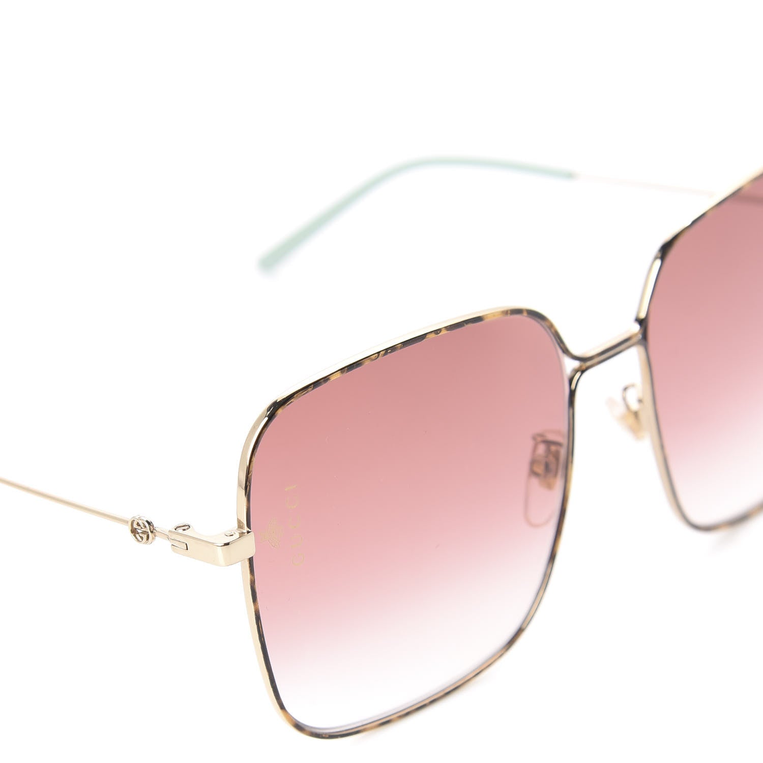Gucci Metal Square Frame Sunglasses GG0443S Gold Pink 7 of 8