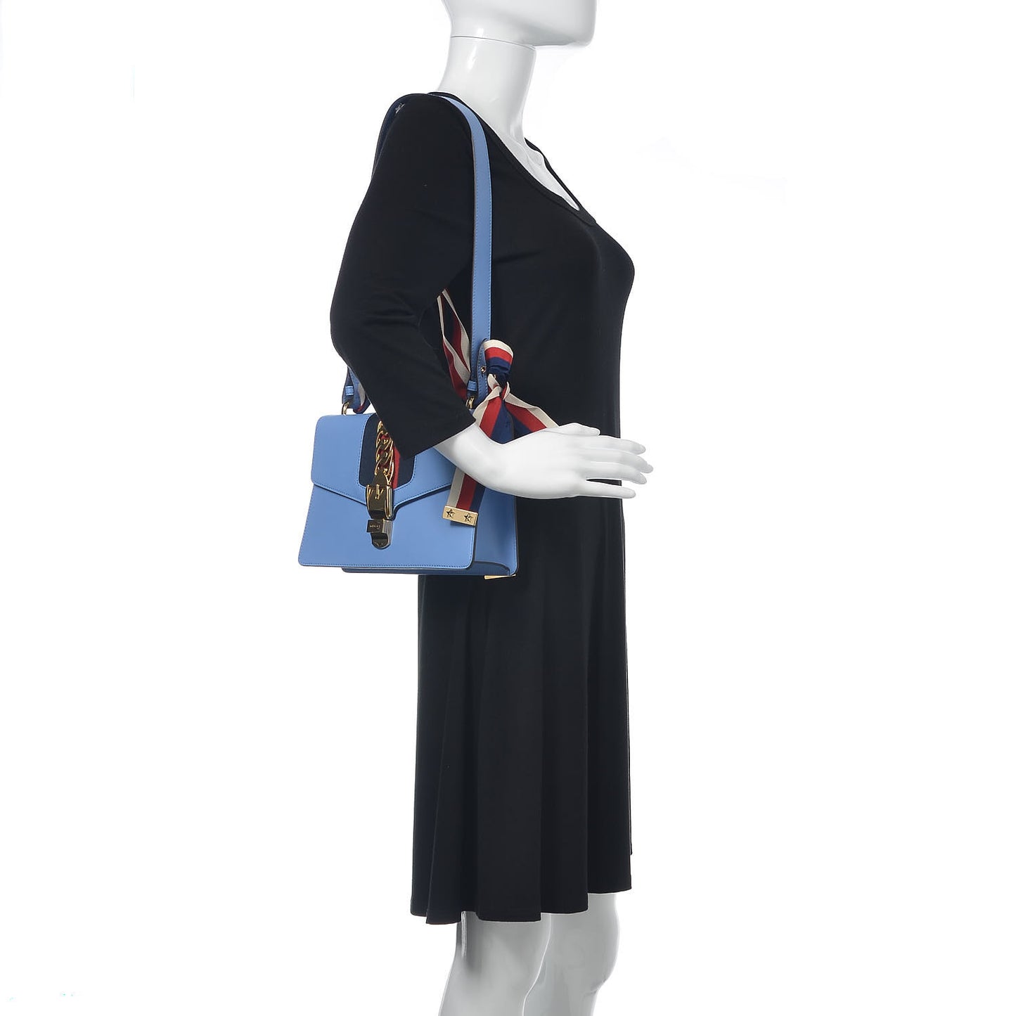 Calfskin Small Sylvie Shoulder Bag Clear Sky Blue