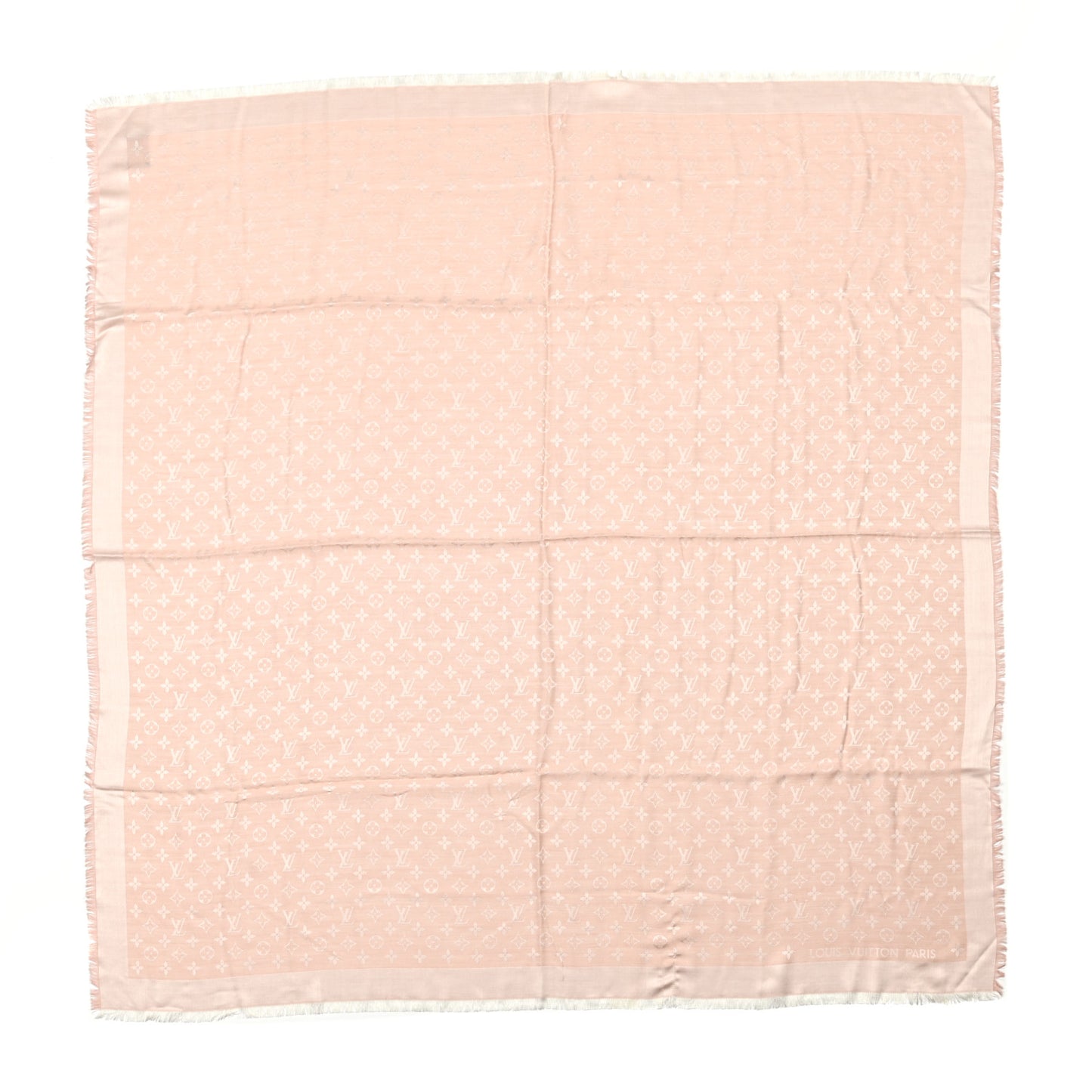Silk Wool Monogram Denim Shawl Rose