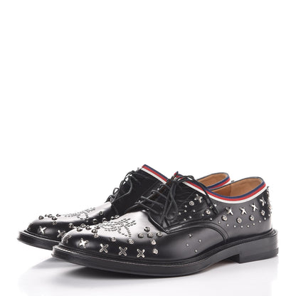Gucci Calfskin Studded Mens Lace Up Loafers 10 Black 3 of 11