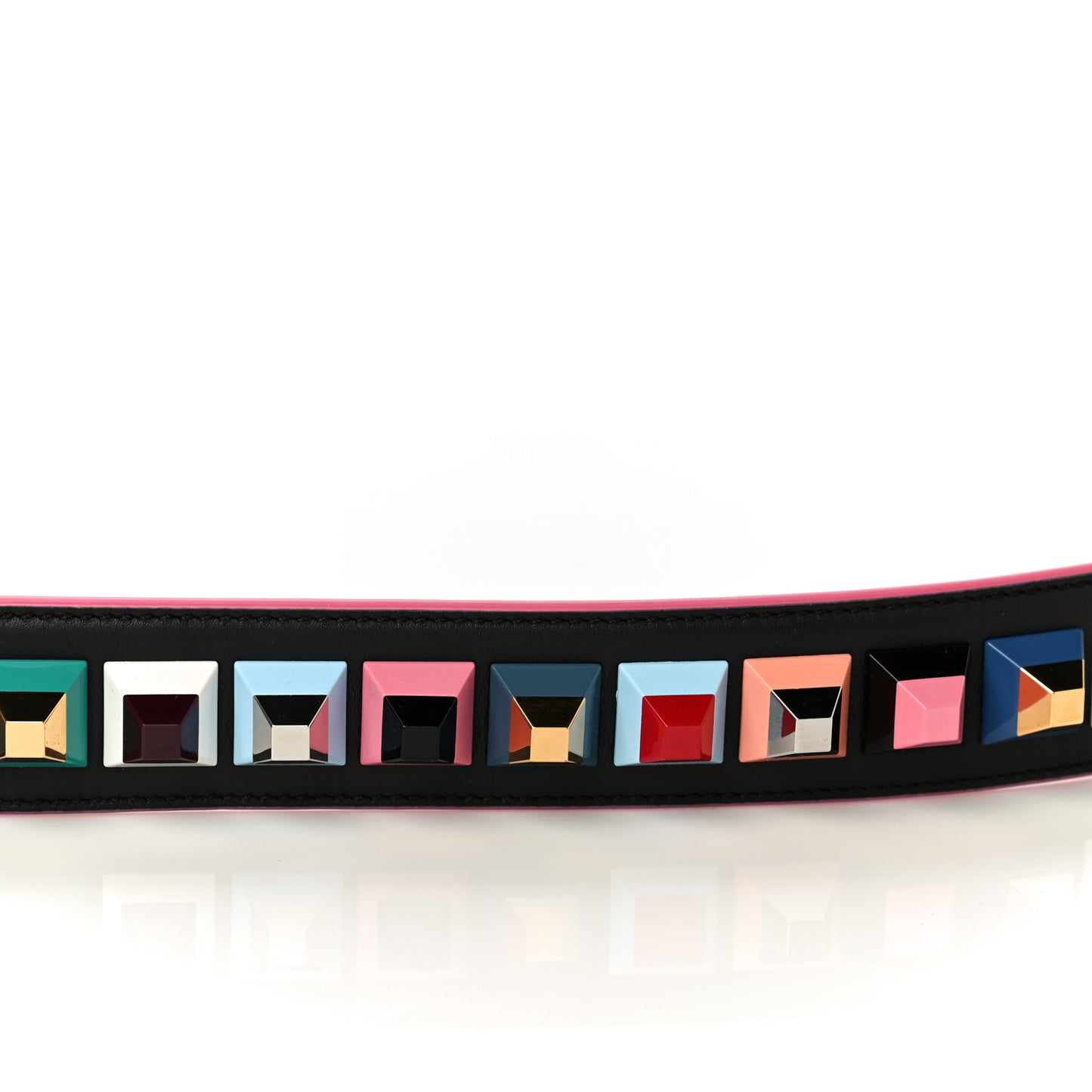 Vitello Dolce Plexiglass Bi-Color Studded Strap You Black Brownie Multicolor