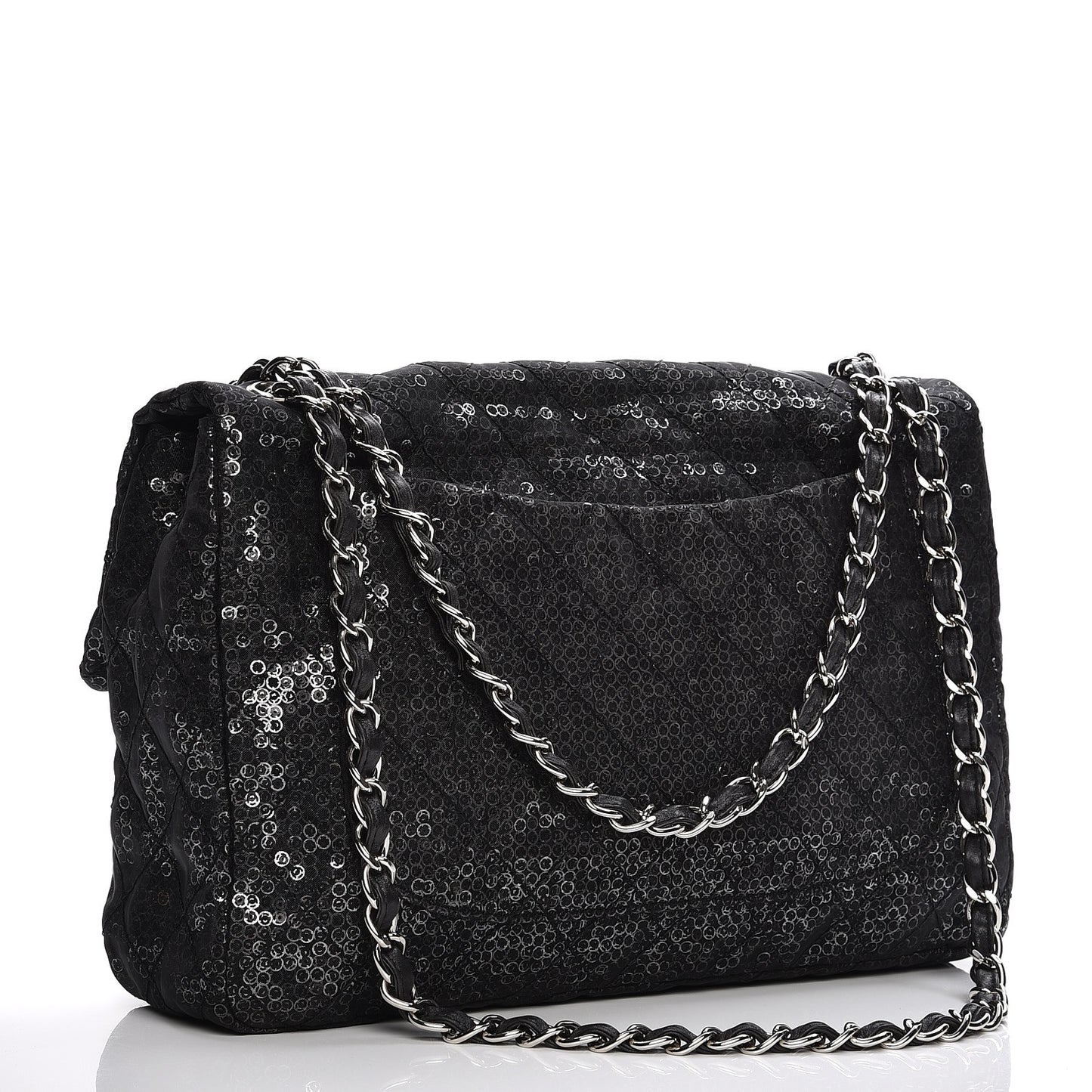 Hidden Sequin Maxi Flap Black