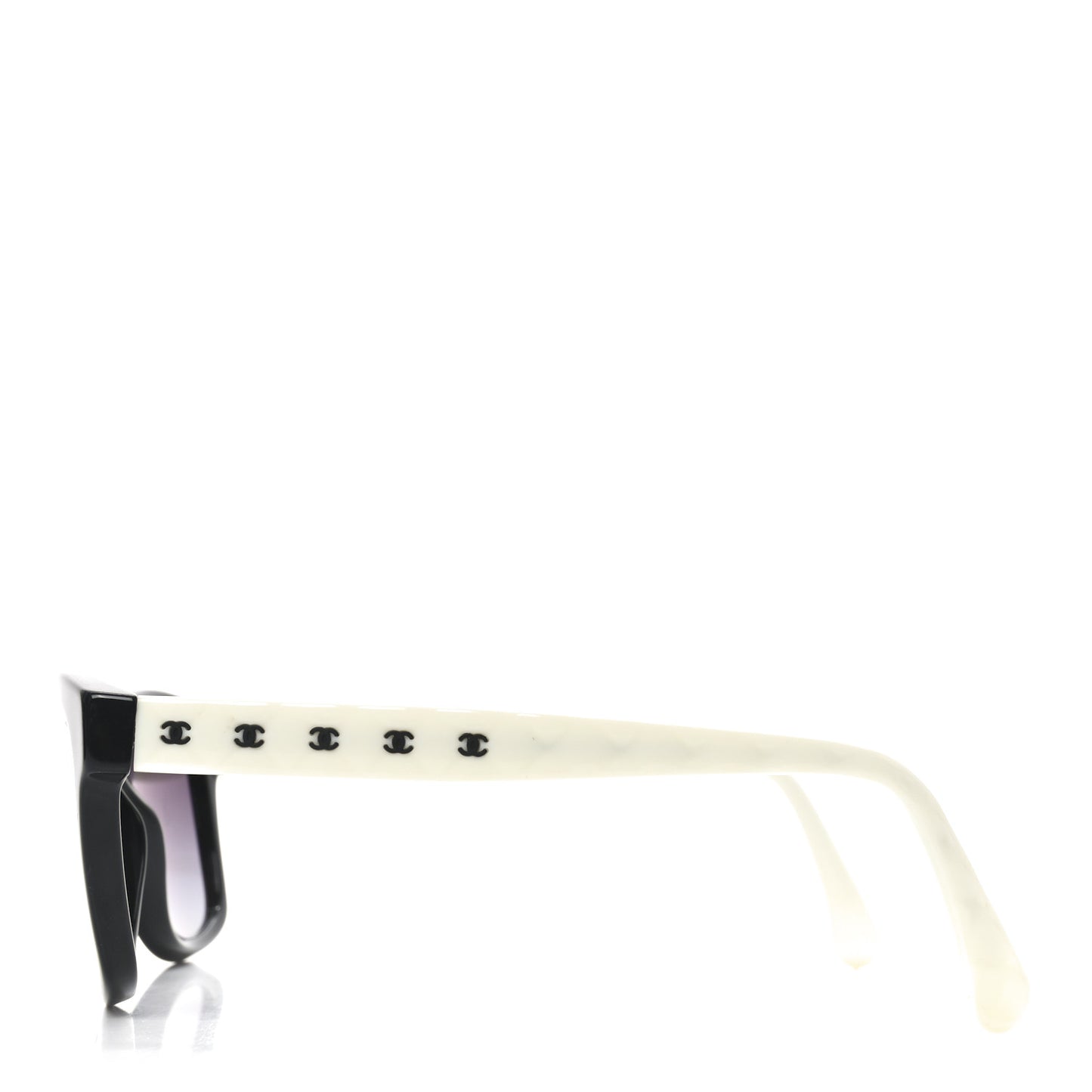 Acetate Quilted CC Square Sunglasses 5484 White Black