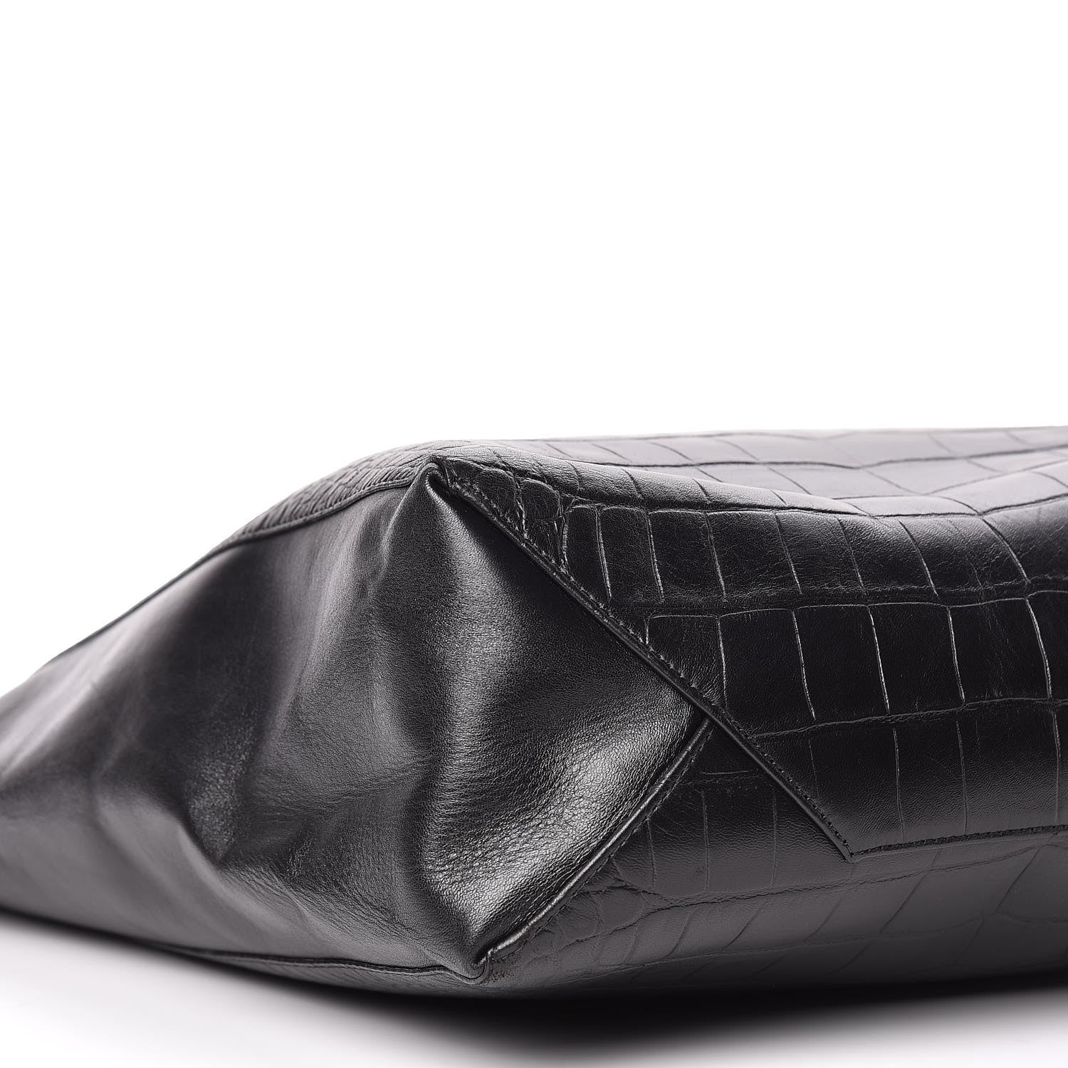 Celine Lambskin Crocodile Embossed Vertical Cabas Black 6 of 14