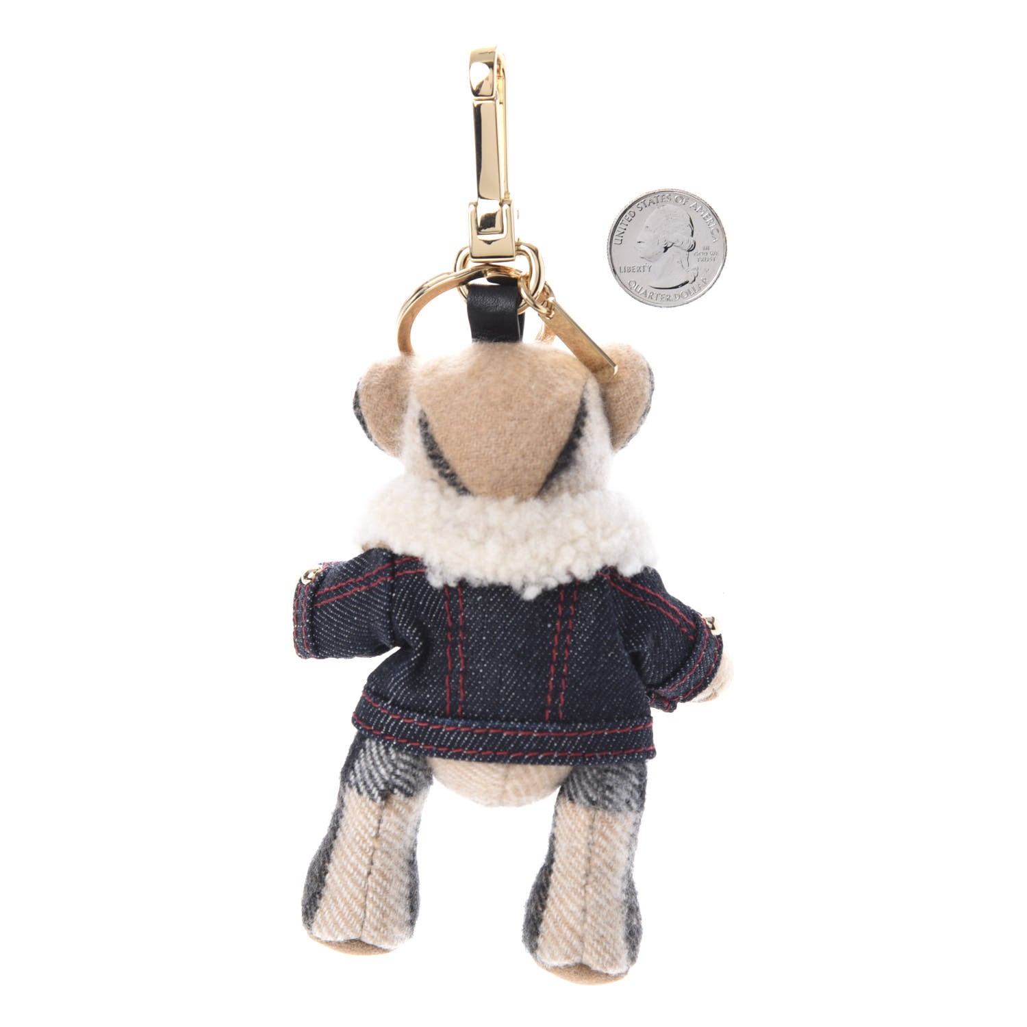 Burberry Cashmere Denim Jacket Thomas Bear Bag Charm Camel 2 of 3