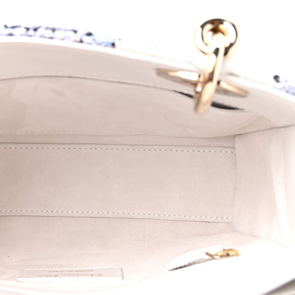 Christian Dior Calfskin Toile de Jouy Beaded Sequin Embroidered Small Mexico Lady Dior White Pastel Midnight Blue 5 of 10