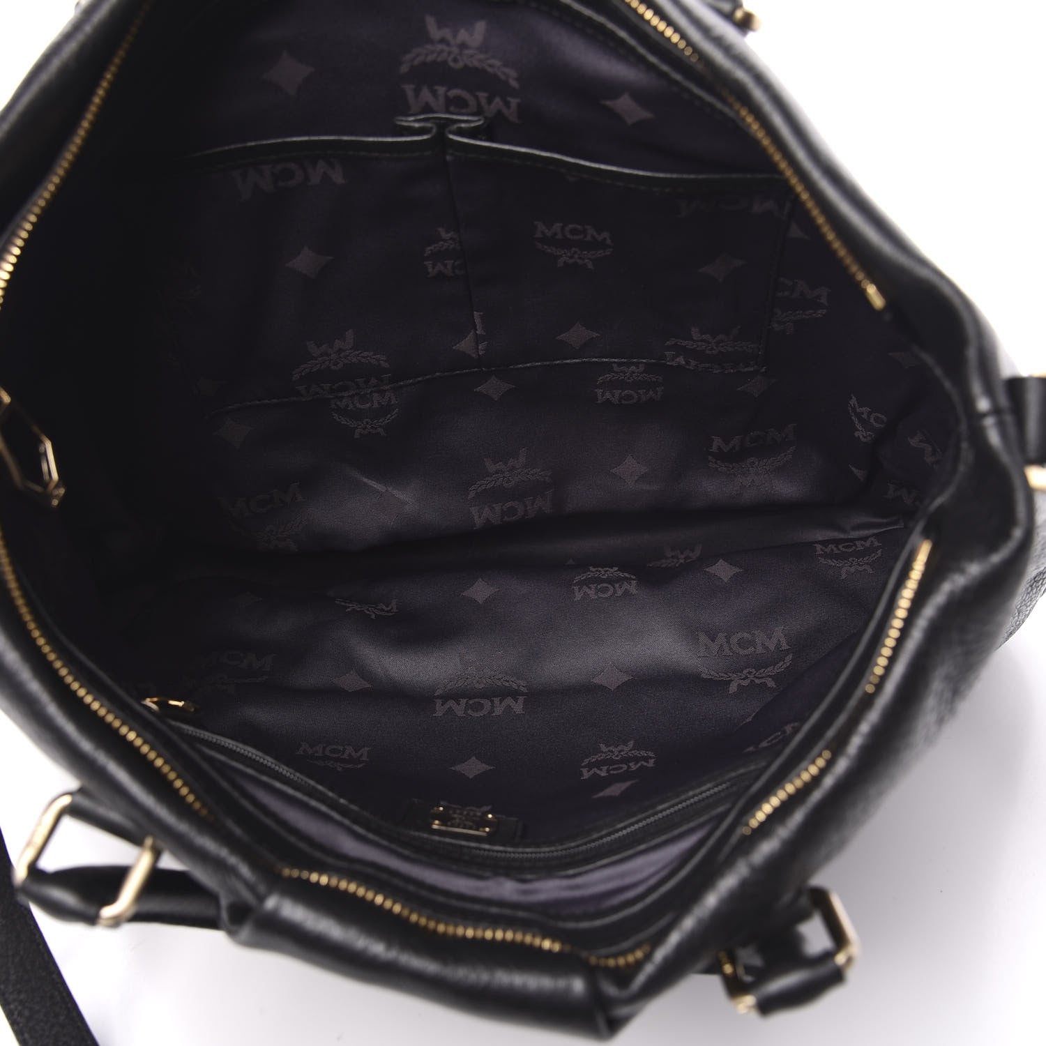 MCM Calfskin Ottomar Monogram Tote Black 5 of 9