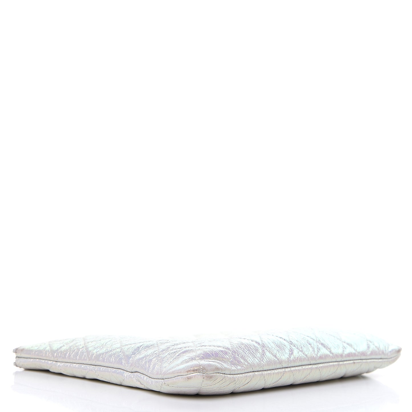 Iridescent Crumpled Calfskin CC Ripples Medium Cosmetic Case White