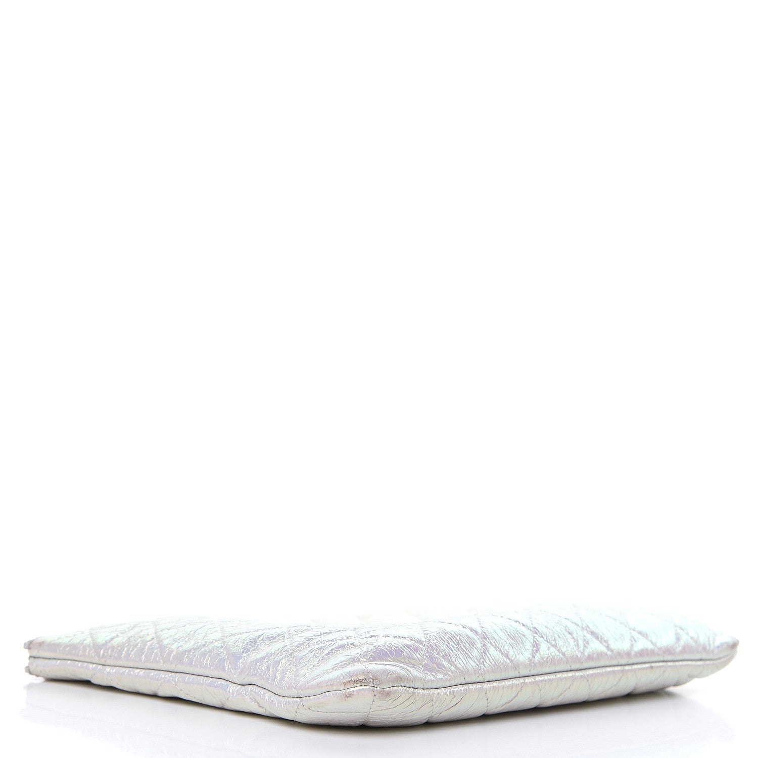 Chanel Iridescent Crumpled Calfskin CC Ripples Medium Cosmetic Case White 4 of 16