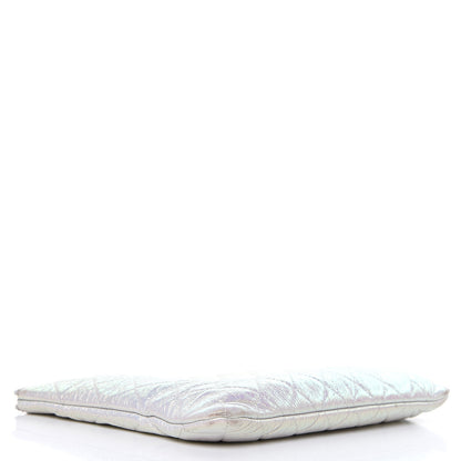 Chanel Iridescent Crumpled Calfskin CC Ripples Medium Cosmetic Case White 4 of 16