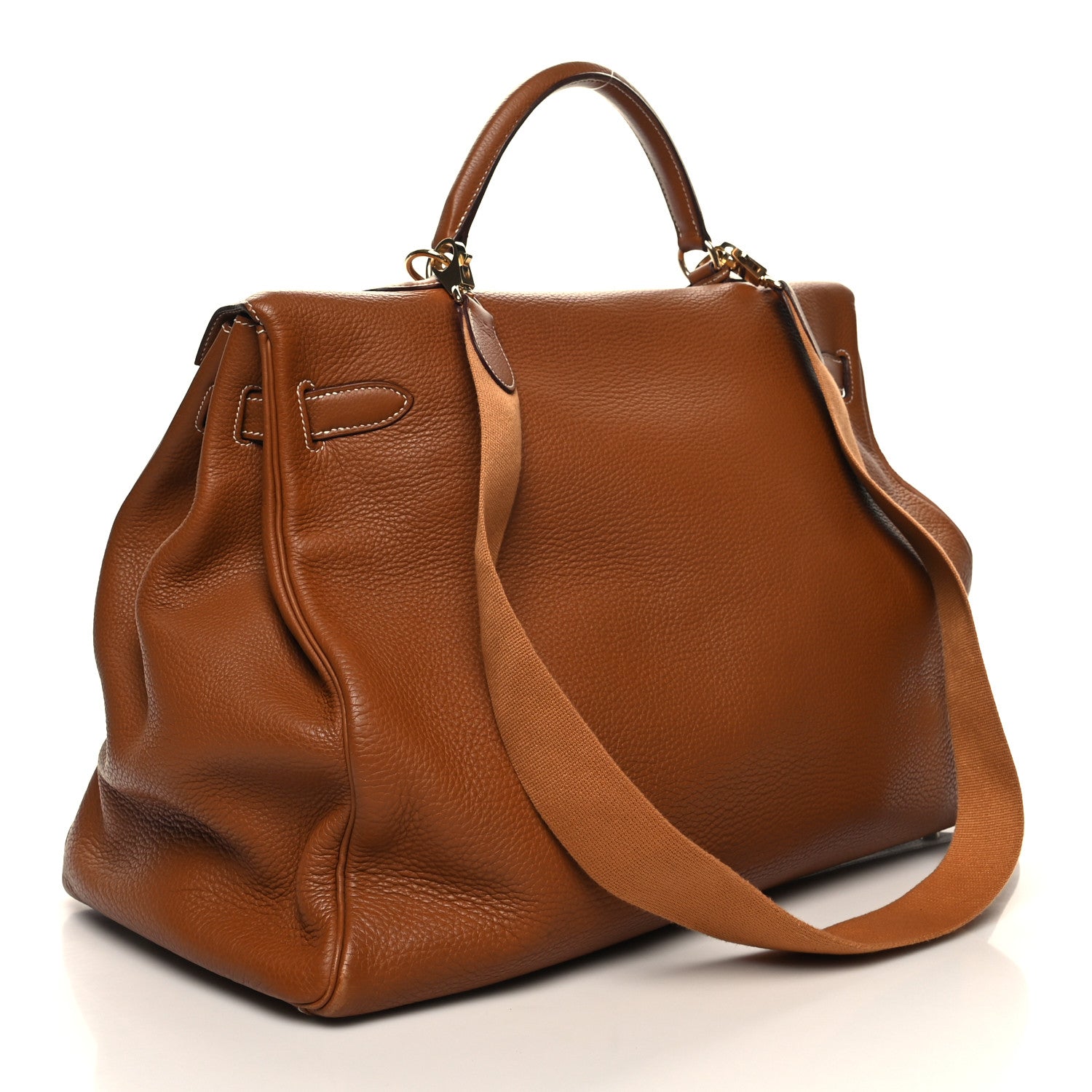 Hermes Taurillon Clemence Voyage Kelly 50 Gold 3 of 14