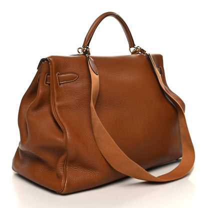 Hermes Taurillon Clemence Voyage Kelly 50 Gold 3 of 14