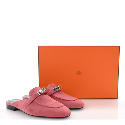 Hermes Suede Goatskin Oz Mules 35 Rose De Venise 10 of 10