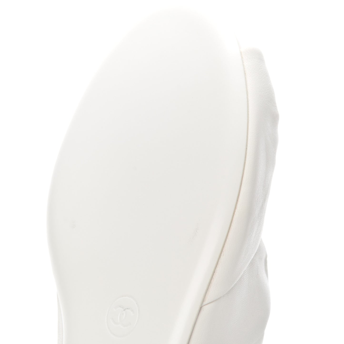 Lambskin Pearl Bow CC Flat Sandals 40.5 White