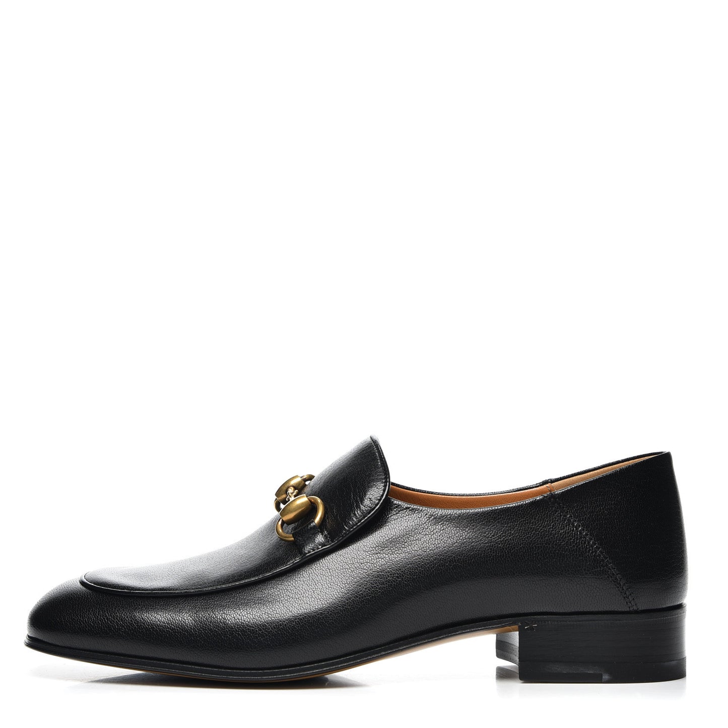 Goatskin Womens Horsebit Mid-Heel Loafers 38.5 Black