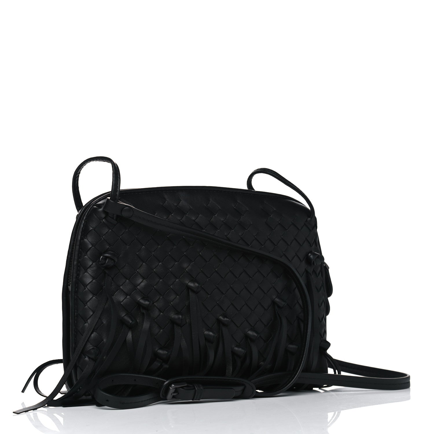 Bottega Veneta Nappa Intrecciato Fringe Nodini Crossbody Messenger Black 2 of 5