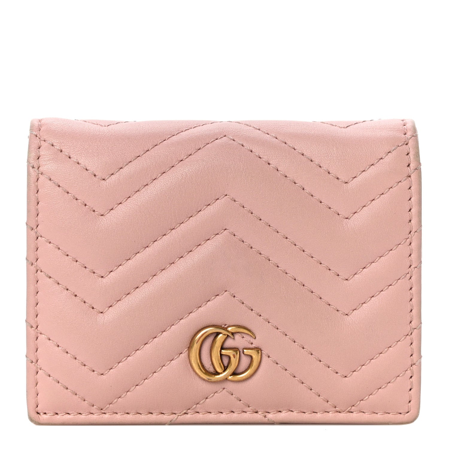 Gucci Calfskin Matelasse GG Marmont Card Case Wallet Perfect Pink 1 of 11