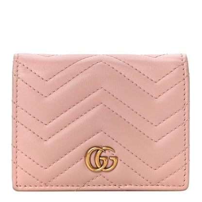 Gucci Calfskin Matelasse GG Marmont Card Case Wallet Perfect Pink 1 of 11