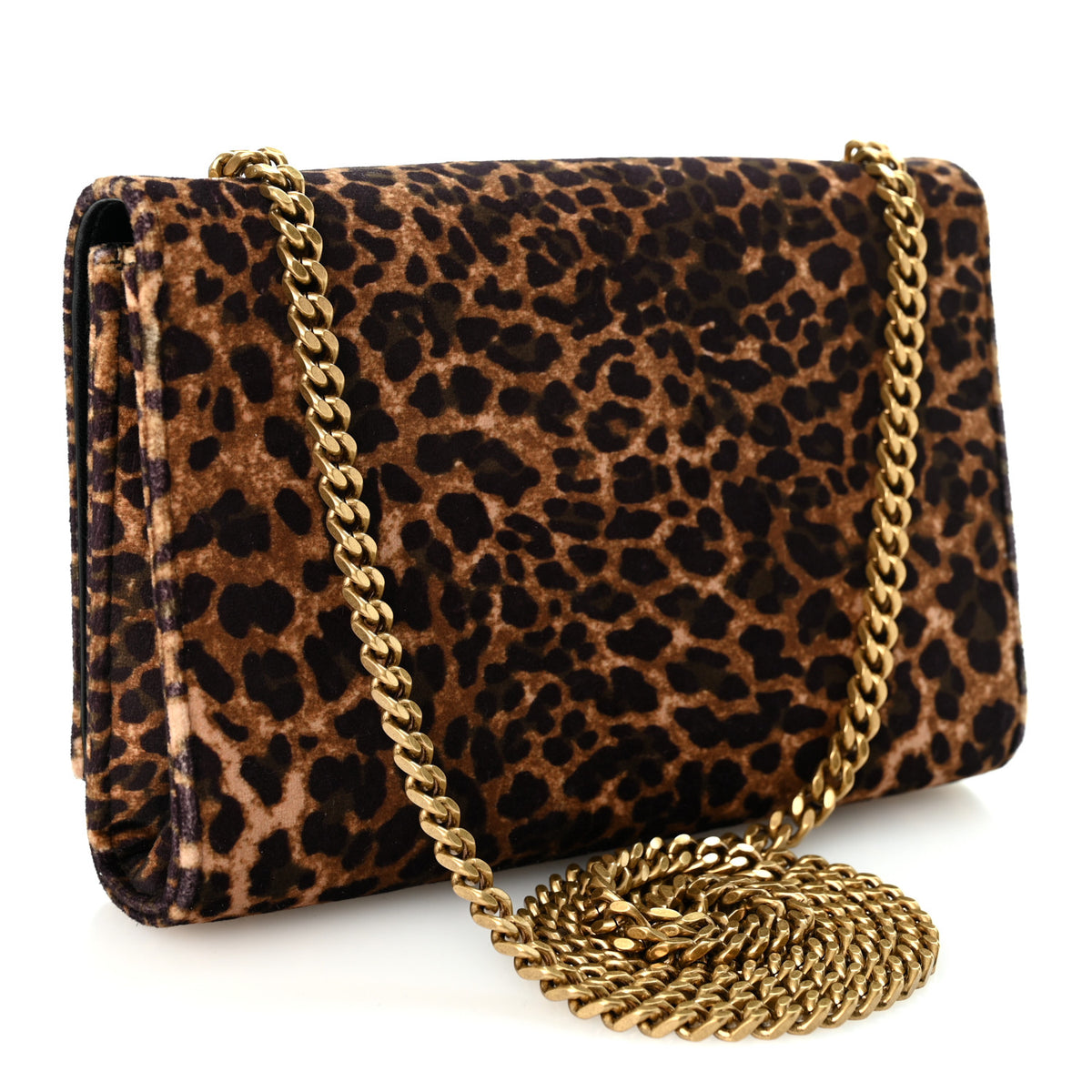 Saint Laurent Velvet Leopard Print Small Monogram Kate Satchel Manto Natural 3 of 10