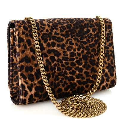 Saint Laurent Velvet Leopard Print Small Monogram Kate Satchel Manto Natural 3 of 10