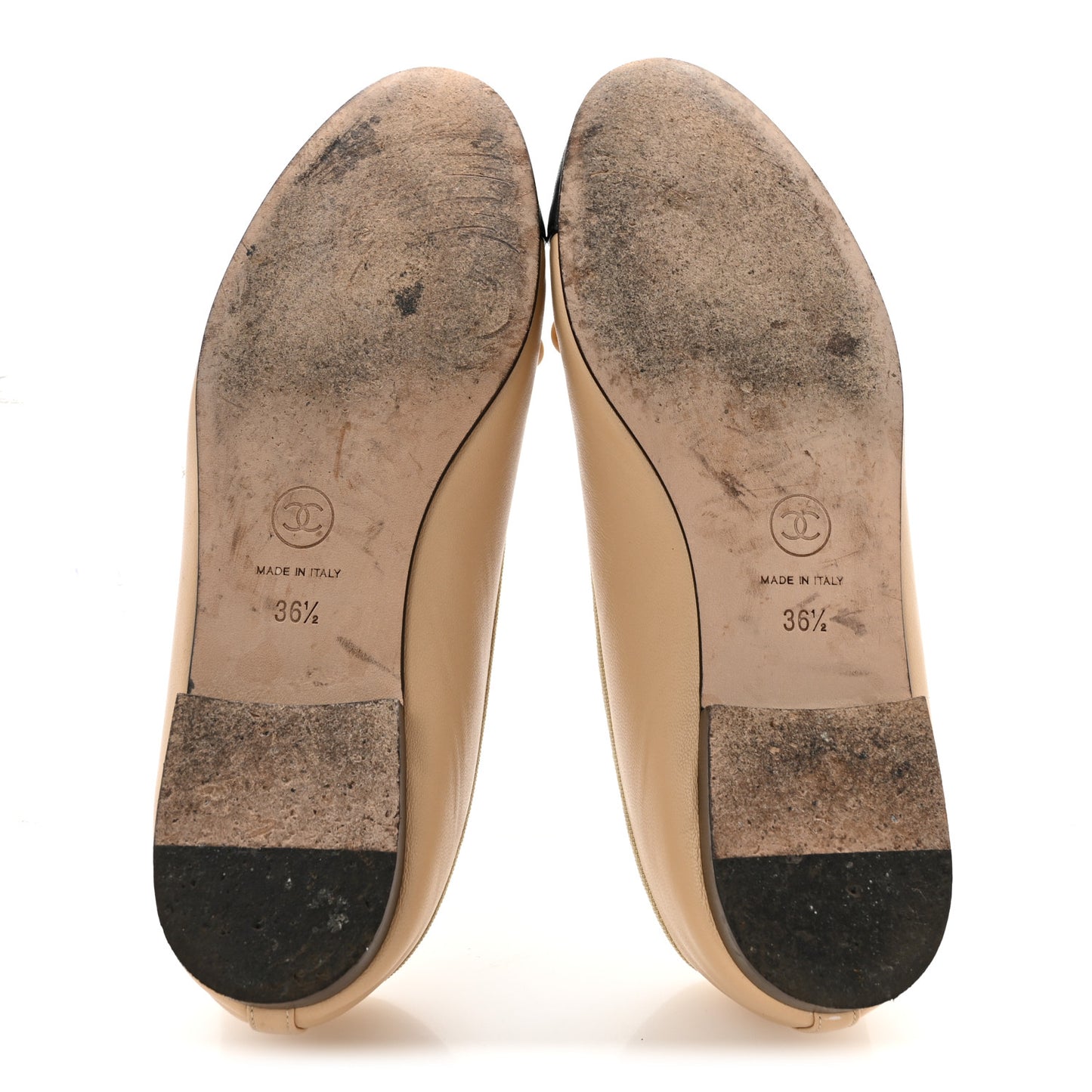Lambskin Cap Toe CC Ballerina Flats 36.5 Beige Black