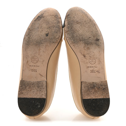 Chanel Lambskin Cap Toe CC Ballerina Flats 36.5 Beige Black 6 of 10