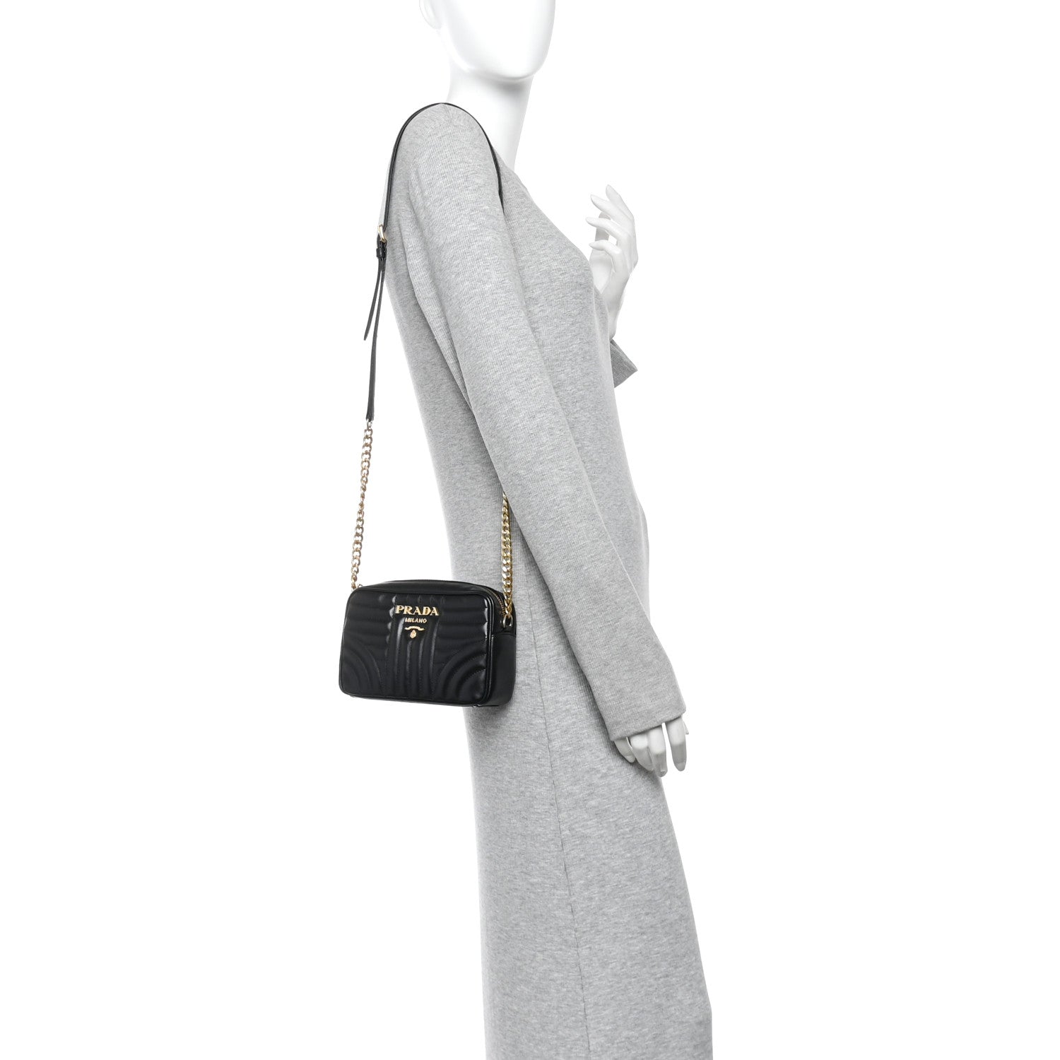 Prada Soft Calfskin Diagramme Crossbody Bag Black 2 of 10