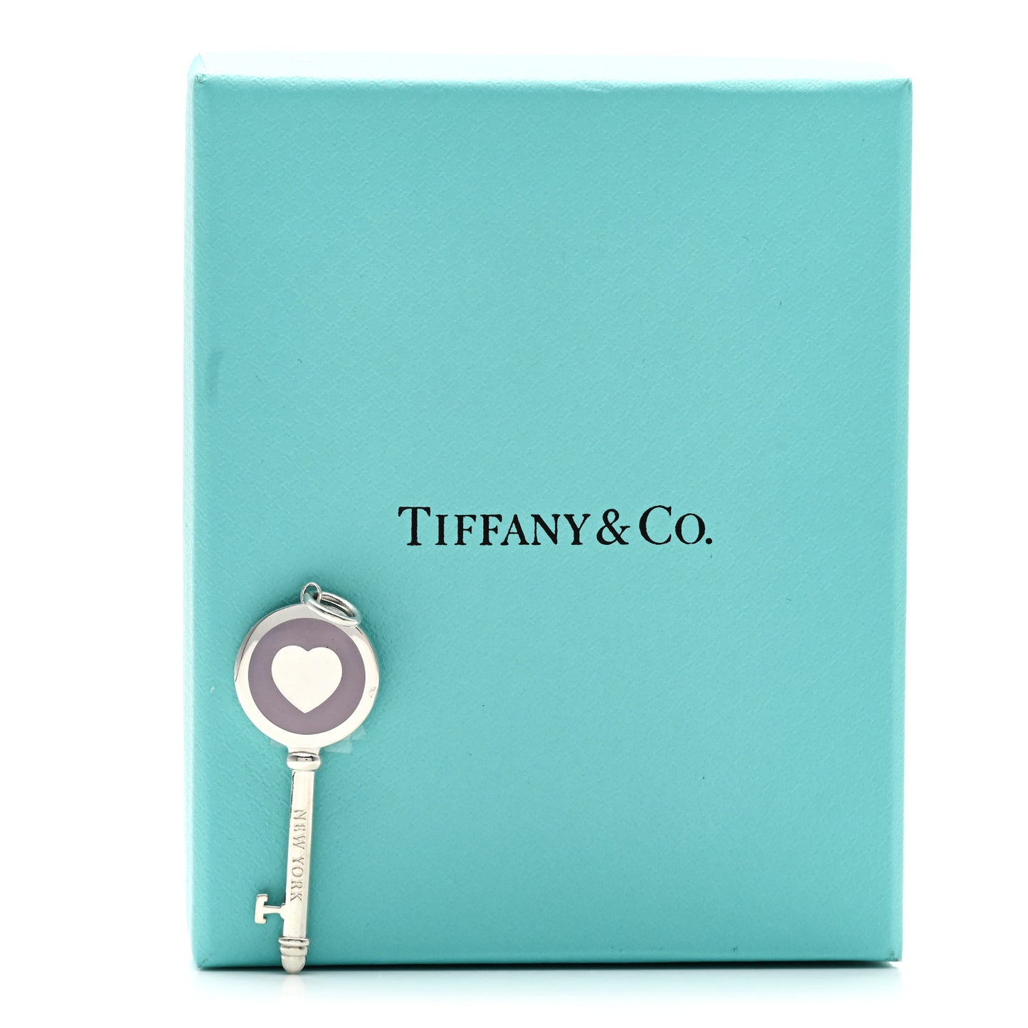 Sterling Silver Enamel Keys Heart Key Pendant Lavender