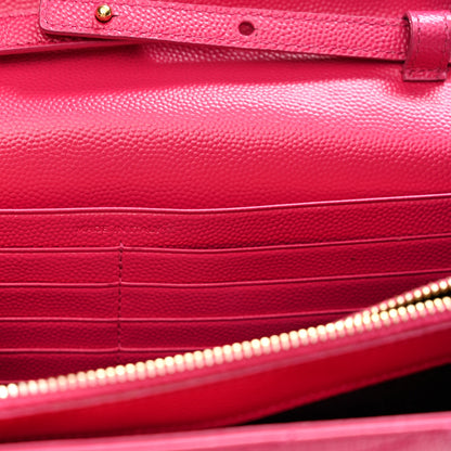 Saint Laurent Grain De Poudre Matelasse Chevron Monogram Chain Wallet Lipstick Fuchsia 9 of 15