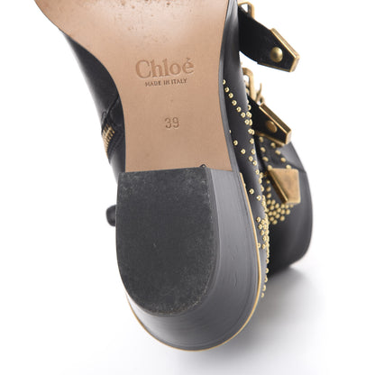 Chloe Nappa Sheepskin Studded Susanna Ankle Boots 39 Black 11 of 12
