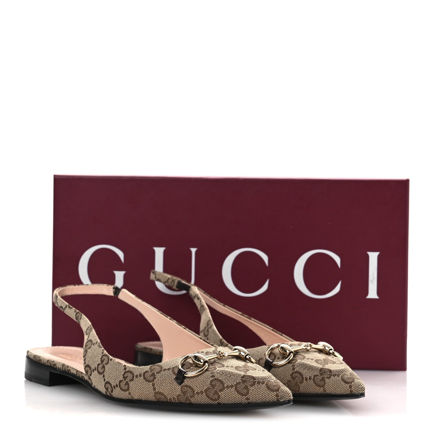 Monogram Horsebit Womens Slingback Ballet Flat 40.5 Beige Ebony Cocoa