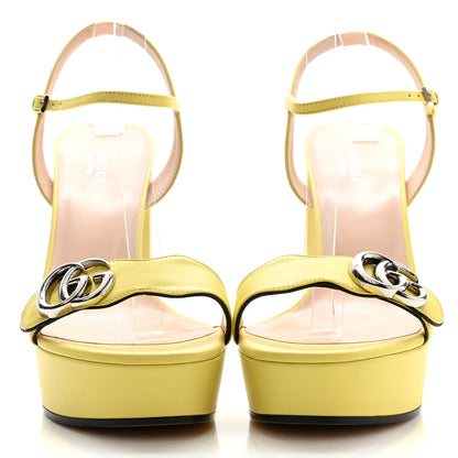 Gucci Calfskin GG Marmont Ankle Wrap 30/115mm Platform Sandals 40 Banana 2 of 7