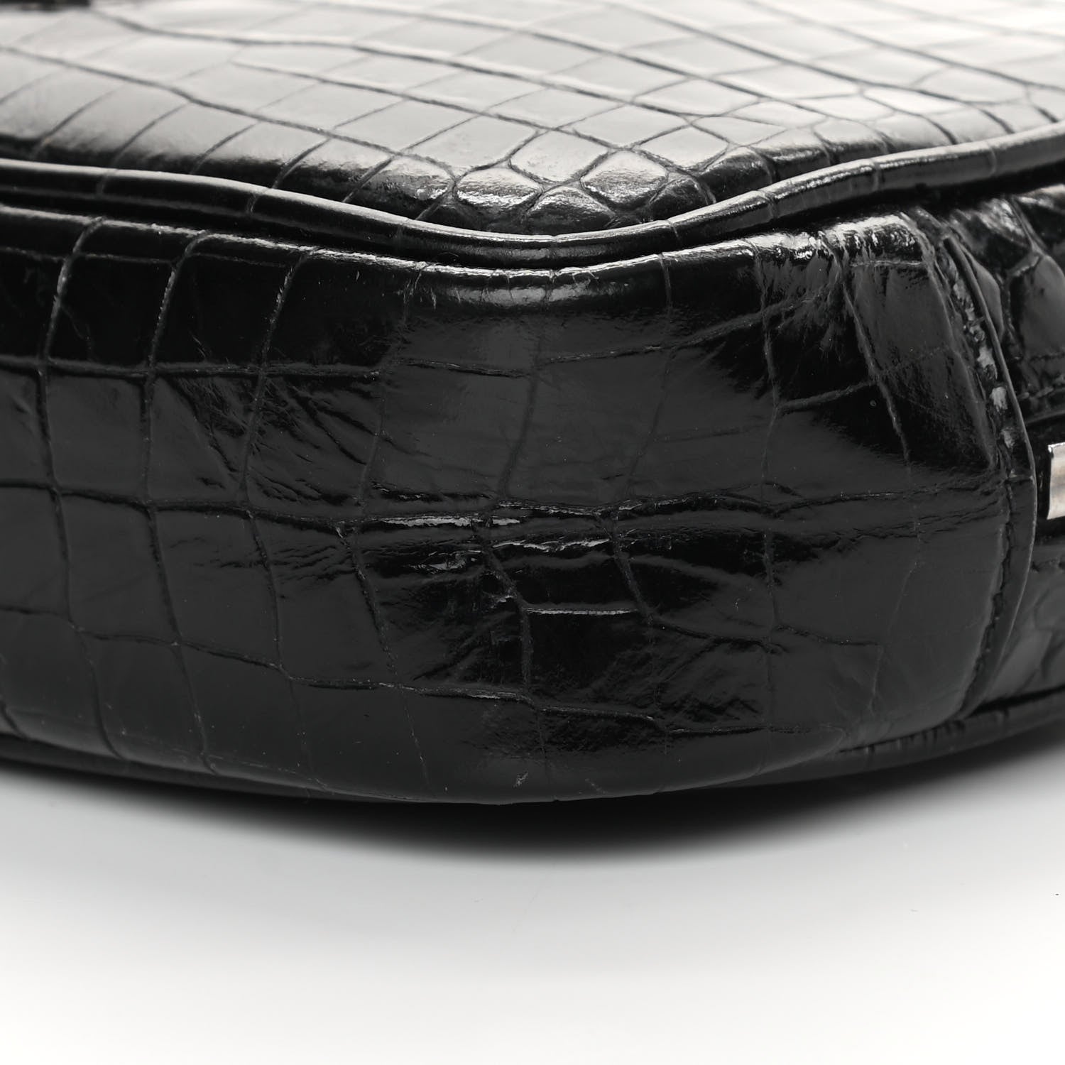 Saint Laurent Calfskin Crocodile Embossed Monogram Mini Lou Camera Bag Black 10 of 15