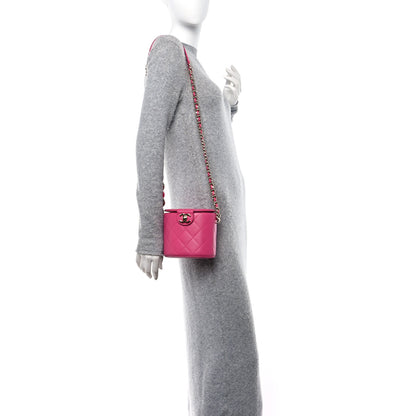Chanel Lambskin Resin Elegant Chain Vanity Case Dark Pink 2 of 16