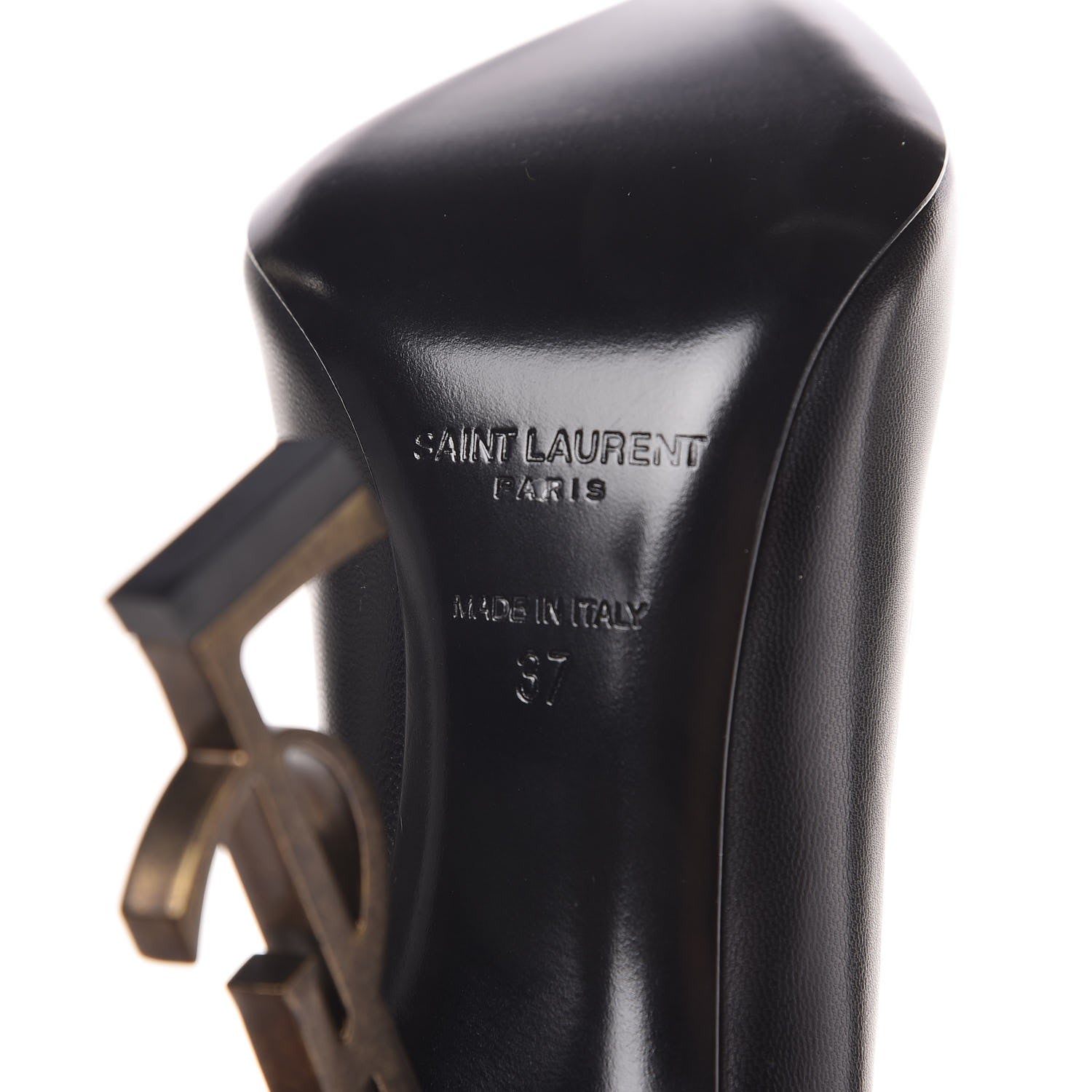 Saint Laurent Calfskin Opyum 100 Pumps 37 Black Gold 6 of 9