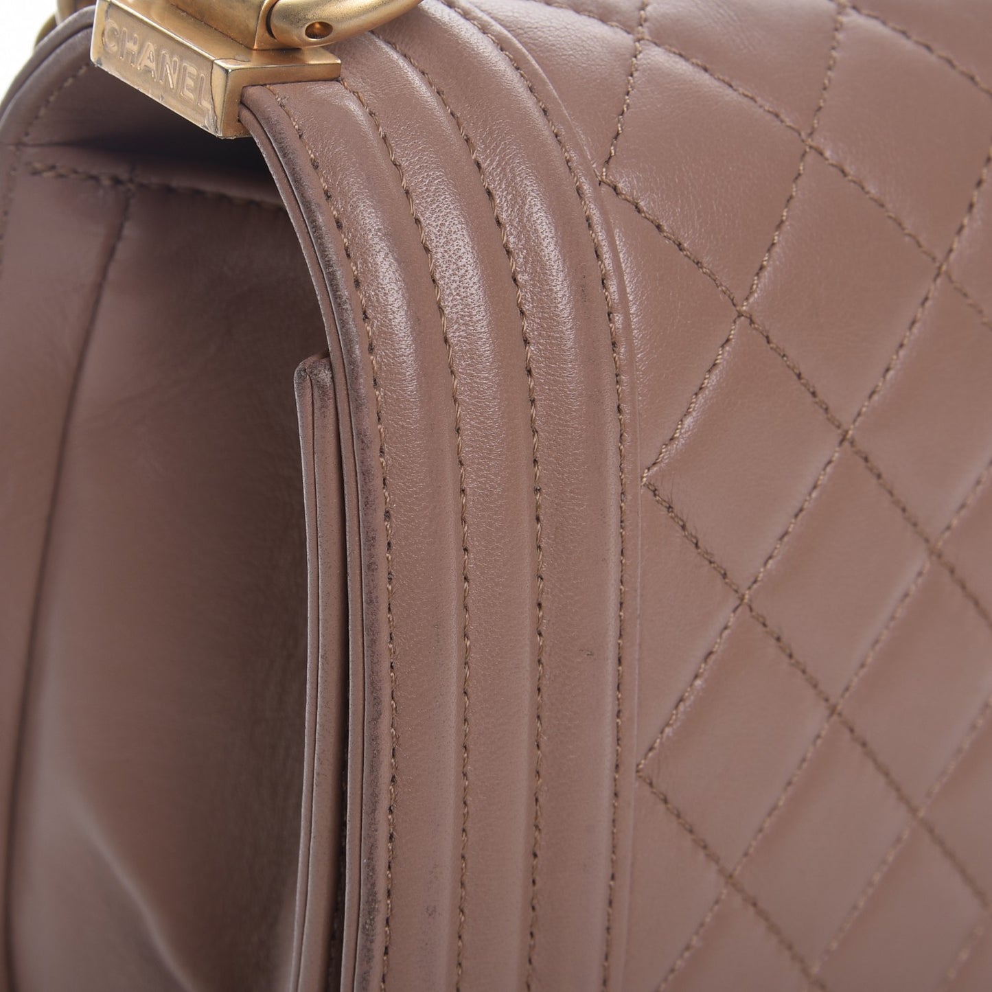 Calfskin Quilted Medium Boy Flap Camel