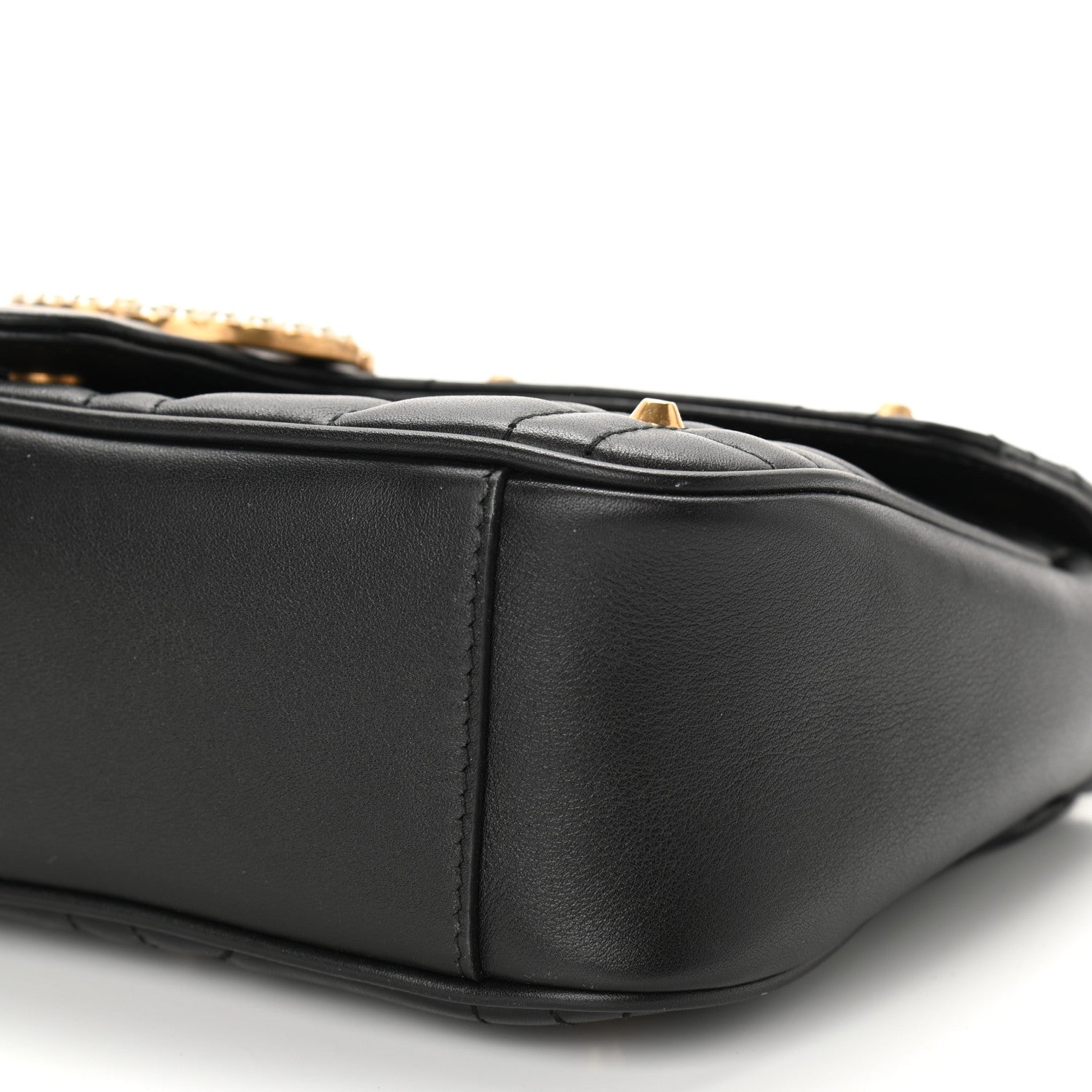 Gucci Calfskin Matelasse Studded Small Pearly GG Marmont Shoulder Bag Black 10 of 10