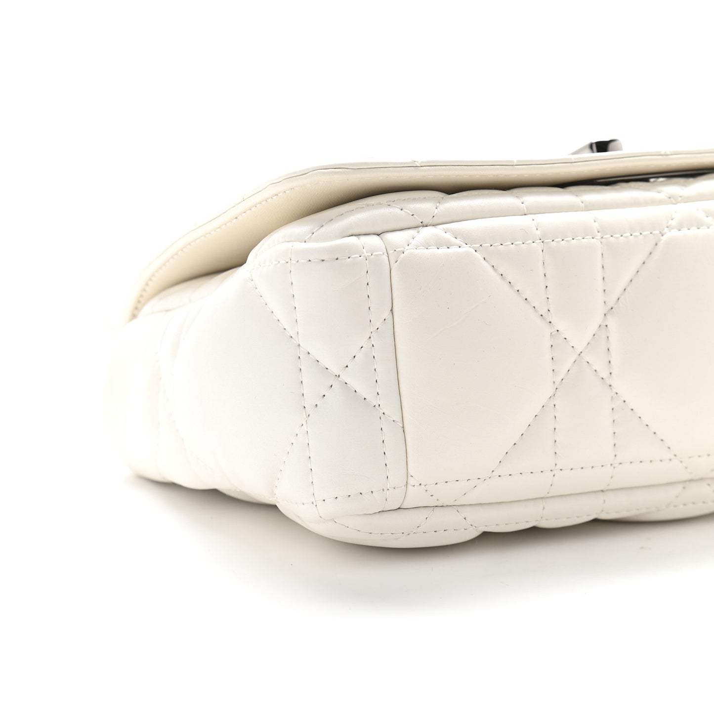 Lambskin Macrocannage Small Dior Caro Bag Ivory
