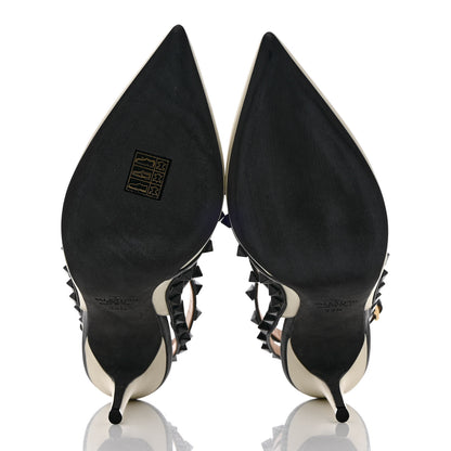 Valentino Garavani Calfskin Rockstud Ankle Strap 100mm Pumps 39.5 Light Ivory Black 5 of 11