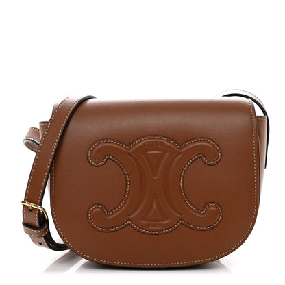 Celine Smooth Calfskin Cuir Triomphe Folco Crossbody Bag Tan 1 of 13