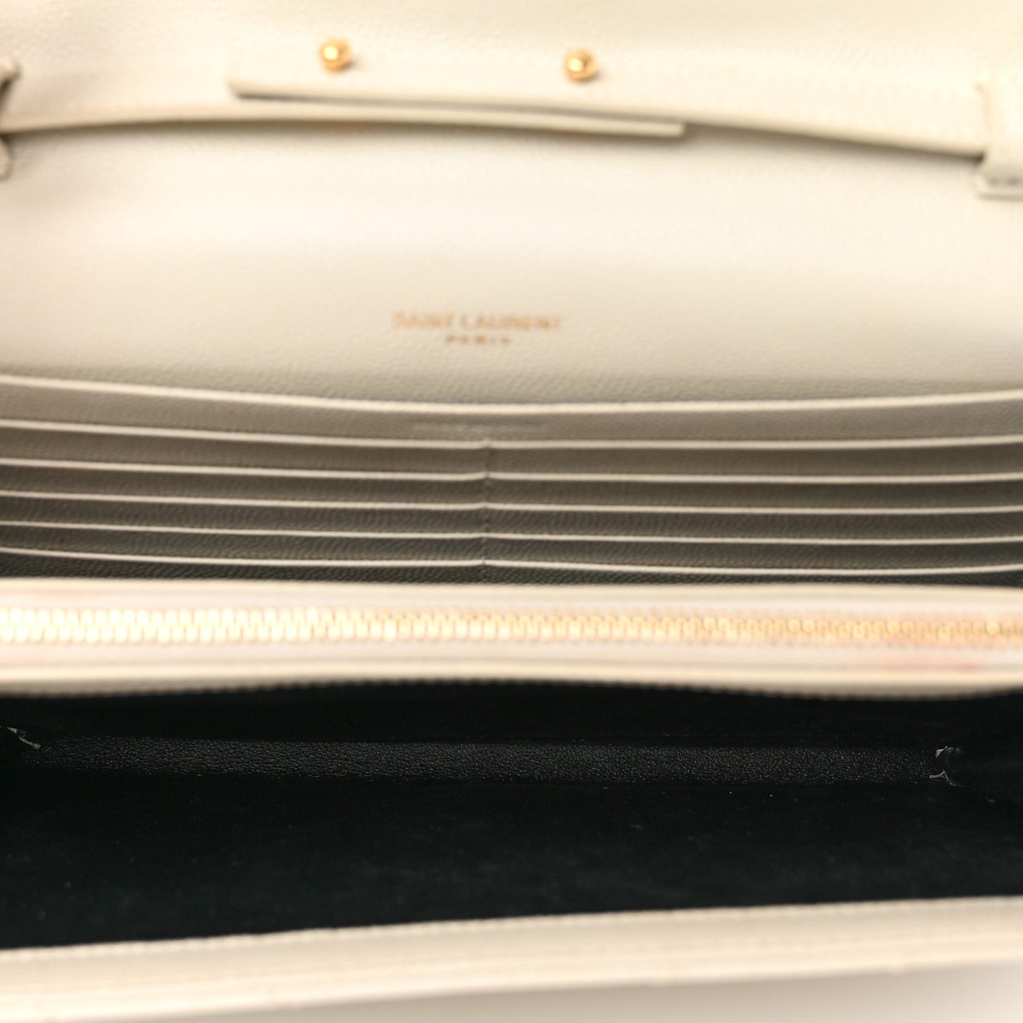 Grain De Poudre Matelasse Chevron Monogram Chain Wallet Crema Soft
