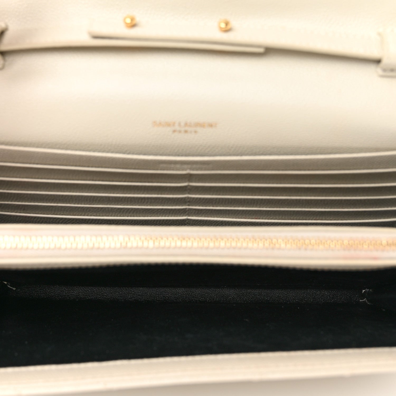 Saint Laurent Grain De Poudre Matelasse Chevron Monogram Chain Wallet Crema Soft 4 of 6