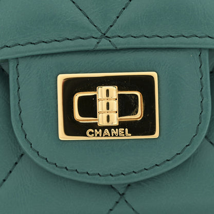 Chanel Aged Calfskin Quilted Reissue Card Holder Wallet Green 9 of 9