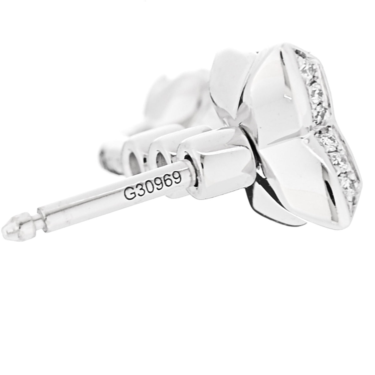 Louis Vuitton 18K White Gold Diamond LV Double Stud Earrings 5 of 5