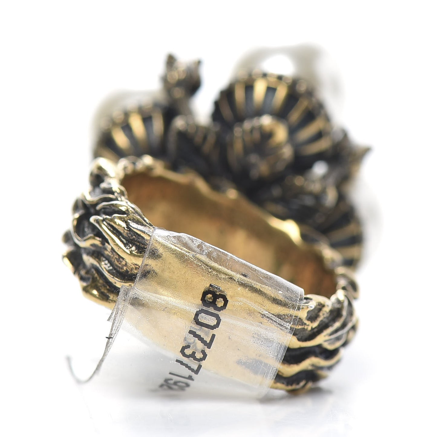 Metal Pearl Ring 8 Aged Gold