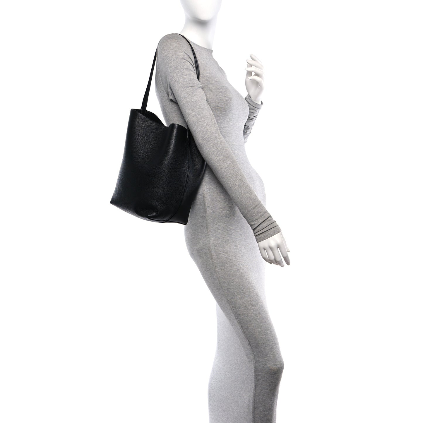 Grained Calfskin Medium N/S Park Tote Black