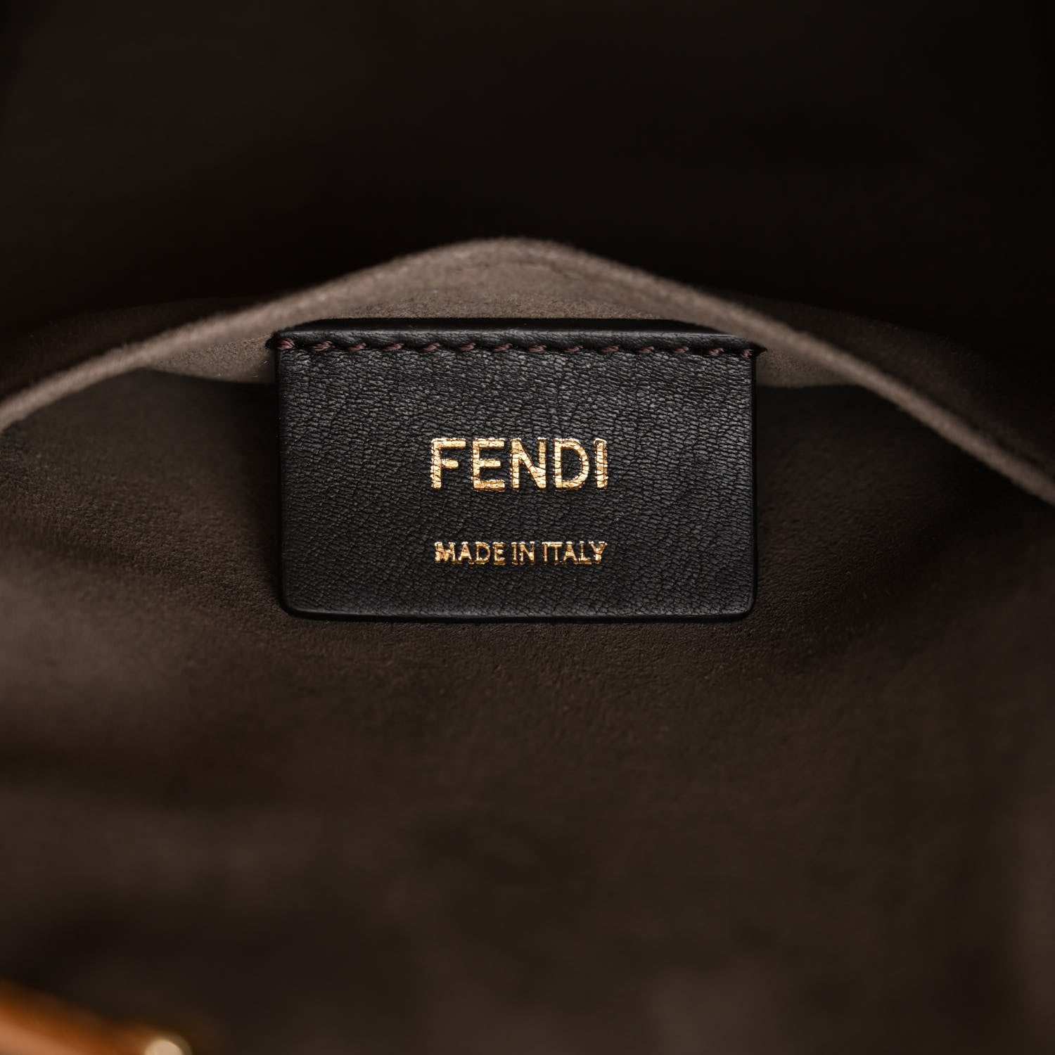 Fendi Glazed Fabric Vitello Grace F is Fendi FF 1974 Stamp Patch Grande Mon Tresor Bucket Bag Mogano Panna Nocciola 6 of 13